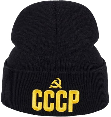 Bemvp Y2k Strickmütze CCCP Stickerei Beanie Mütze Mode Lässig Winter Beanie Cap Totenkopfmütze Outdoor Sport Caps Für Männer Frauen