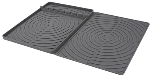 Lawnoval Tapis de cuisson en silicone pour barbecue avec 8 emplacements pour ustensiles, résistant à la chaleur, tapis de protection anti-adhésif pour grill, cuisine en plein air et utilisation en