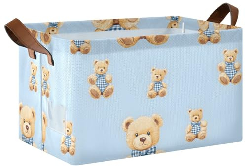 Mnsruu Cute Teddy Bears Storage Box Basket for Shelves Large Storage Bin Cube Waterproof Organizer Closet Clothes Bedroom