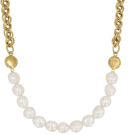 JOOP! Collier Edelstahl Damen Halsschmuck, mit Süßwasserzuchtperle, 45+5 cm, Weiß, Kommt in Schmuck Geschenk Box, 2038981
