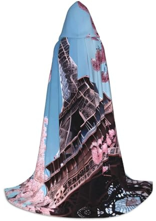 TTIGLHOH Peinture à l'huile Paris Tour Eiffel Longue Cape Tenue pour adolescents Cosplay Gear Mascarade Vampire Sorcière Halloween Party Costume