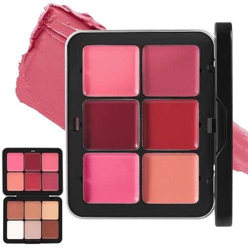 GWEOR Tavolozza di Correttore e Fard,12 Colori,a Lunga Durata,Blush Pallet, Waterproof,Dall'aspetto Naturale,Sfocato,Crema Correttiva,Cream Blush Palette for All Skin