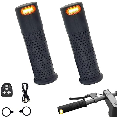 DZ'HUE Blinker E Scooter Nachrüsten,Ergonomische, rutschfeste Lenkergriffe für Scooter Kompatibel mit rechtem Blinksignal (Kontrollleuchte), für Fahrräder und Elektroroller (Schwarz)