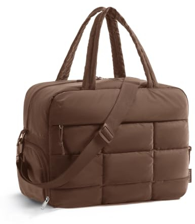 bagsmart Gym Bag Womens, 23L Travel Bag with Shoe Compartment, Coffee Brown
