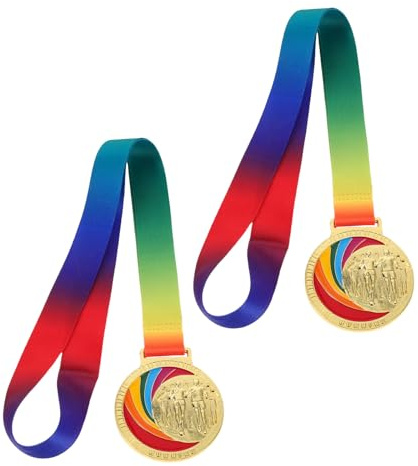 Housoutil Laufmedaillen in Gold mit Band – 2 Stück Medaillen aus Einer Legierung für Schüler bei Marathon und Sportevents im Freien
