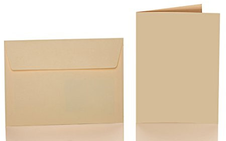 Paper24 25 Faltkarten blanko mit Umschlag 120x170 mm, Briefumschläge B6, Doppelkarten mit Umschlag sind ideal für Geburtstag in Gold-Gelb