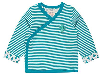 Sense Organics Baby-Jungen Wanda Wickeljacke Strickjacke, Mehrfarbig (Mini Stripes Turquoise+Cactus 290055), 86 (Herstellergröße: 12M)