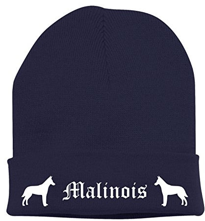 siviwonder Strickmütze Bad - belgischer Schäferhund Belgian Schutzhund Polizei - Stickerei ALTDEUTSCH Hund Winter Mütze Wintermütze Beanie Mütze Navy-weiß