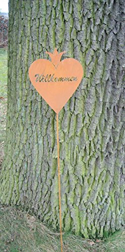 Deko-Impresion Gartenstab, Willkommen, Welcome Rankstab, Eisen, Rost, 117 cm