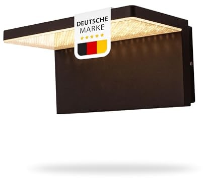 LED Außenwandleuchte schwarz | 10W warmweiß 3000K | IP44 wetterfest | Wandlampe aus Aluminium | 566lm | 90° Abstrahlwinkel | für Terrasse & Hauswand | 1744A