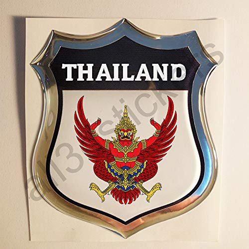 All3DStickers Aufkleber Thailand Wappen Kfz-Aufkleber Thailand Emblem Gedomt Flagge 3D Fahne