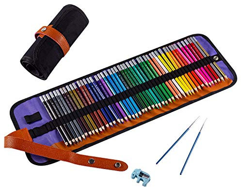 ARZASGO Aquarellstifte Set, 48 Farben Künstler Buntstifte für Erwachsene und Kinder, Art Drawing Pencil mit Canvas-Rollentasche