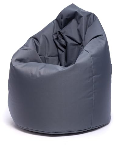 Ecopuf - Sako Pouf Sessel Outdoor - Sitzsack Kinderzimmer - Robuster Stoffsack - Entspannungssessel - Wohnungseinrichtung - Sessel Größe L - 70x110cm, Grau Nc16