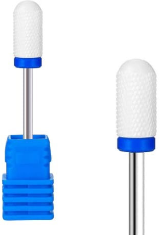 Natury Nails Fresa de Cerámica para Torno de uñas. Manicura, Pedicura, Esmaltes UV/LED, Uñas Acrílicas y Uñas de Gel. Forma barril redondo (Azul, 1, unidad, Medio)