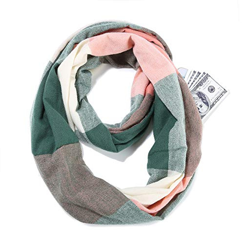 Ulalaza Infinity-Schal mit versteckter Reißverschlusstasche Leichte Travel Wrap für Frauen Mädchen