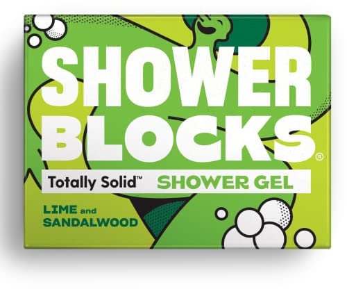 Shower Blocks - Lime & Sandalwood Solid Shower Gel | Plastic, Cruelty and Paraben Free | Vegan | Moisturising Body Soap For The Shower