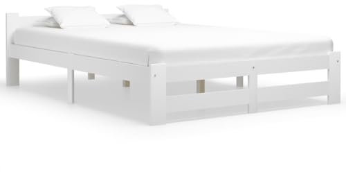 vidaXL Massivholzbett Bett Holzbett Bettgestell Bettrahmen Lattenrost Doppelbett Schlafzimmerbett Schlafzimmermöbel Weiß Kiefer 140x200cm