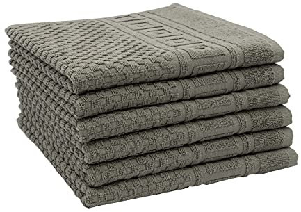 ZOLLNER 6er-Set Handtücher mit Waffelmuster, 100% Baumwolle, 50x70 cm, anthrazit