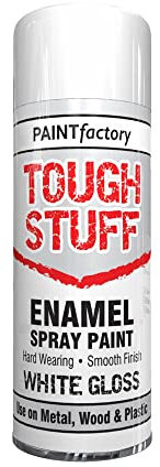 Classic Signature - 2 x Enamel White Gloss Spray Paint 400ml Tough Stuff Hard Wearing Smooth Aerosol for Metal Wood and Plastic