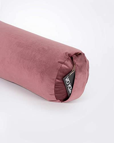 VIO YOGA Yoga Bolster Samt • Rund • Länge 61 cm • rund ∅ 20 cm • Faire Produktion • Bezug und Inlett waschbar • Qualitätsarbeit aus Deutschland • Bio Buchweizen-Schalen-Füllung