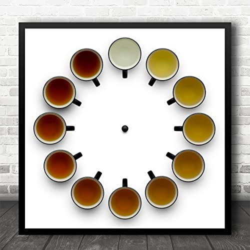 Fingerprint Designs Tea Time Clock Colour Mugs Cups Mug Cup Still Life Watch Drink Square Art Print