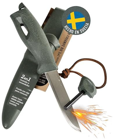 Light My Fire Couteau de Camping à Lame Fixe de 9 cm avec Allume Feu de Survie au Magnésium Couteau de Survie avec Étui - 3 000 Utilisations