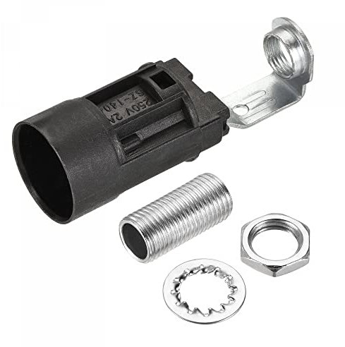 sourcing map E14 Ampoule Douille Plastique Lampe Douille Noir 23x65mm avec M10 Fileté Lampe Tuyau Écrou pour E14 Ampoule Paquet de 6