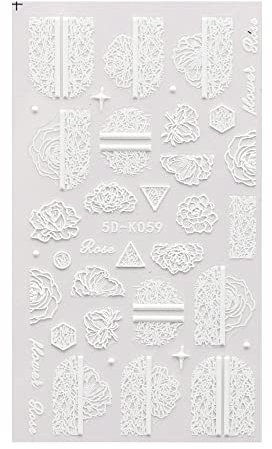 Nail Art Decoration Embossed Flower Lace Design Black White Acrylic Engraved 5D Nail Sticker(5D-K059)
