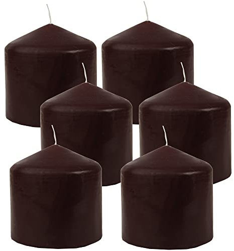 HS Candle Stumpenkerzen Wachskerzen Ø8cm x 8cm (6er Pack) Braun - Lange Brenndauer, Hergestellt in EU, Kerzen Blockkerzen - Wachs Stumpen