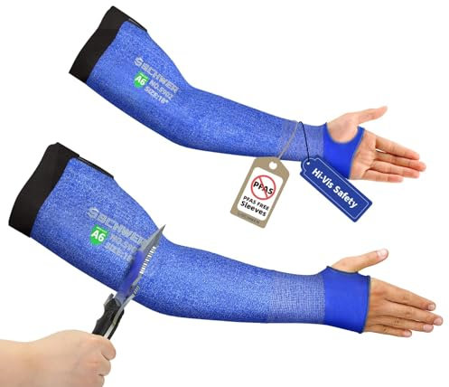Schwer Massimo livello di protezione del braccio antitaglio per pelle sottile e abrasioni, protezione del braccio antitaglio da giardino, manutenzione, protezione dell'avambraccio da cucina(blu,18in)