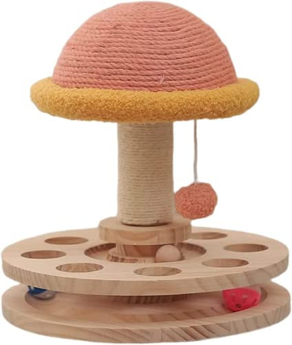 Eivdru Multifunktionales Katzenspielzeug,Katzen-Plattenspieler,Katzen Spielen Requisiten,hölzern,Spielen und Krallen in einem Geeignet für alle Arten von Kätzchen(M(29.3 * 32cm))