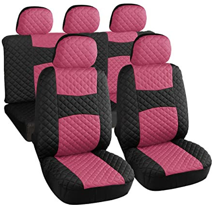 Rebeca Shop A20 Coprisedili Per Auto Universali | Modello Trapuntato | Set Fodere Anteriori e Posteriori | Zip (A20 Trapuntato Rosa)