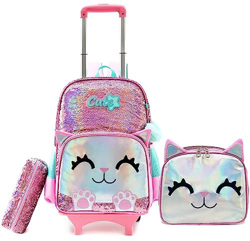 HTgroce Süßer Panda Kinder Trolley Rucksack Schultasche - Schulranzen Mädchen schultrolleys Schulrucksack Kinderkoffer Rolling Reisegepäck