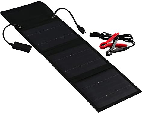 Schumacher SA1658 8W 12V Cargador de batería Solar portátil para Coche, Barco, Motocicleta y baterías Deportivas eléctricas - Resistente al Agua - Puerto USB de 1.7A