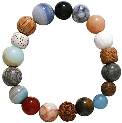 Newwyt 18 Bodhi-Samen-Armband Vintage-Armreifen Buddha-Charm-Armband natürliche Heilsteine Armband Geschenk für Damen und Herren Naturstein
