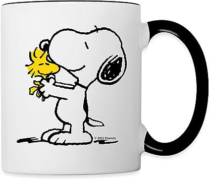 Spreadshirt Peanuts Snoopy Und Woodstock Beste Freunde Tasse Zweifarbig, One size, Weiß/Schwarz
