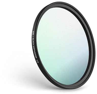 JJC 49 mm schwarzer Diffusionsfilter 1/2 Filter Black Mist Finish Soft Glow Diffusor Objektiv Filter für Canon Sony Fuji, weicher verträumter Kino-Effekt-Kamerafilter für