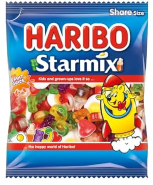 HARIBO Starmix with Real Fruit Juice, Iconic Fruit & Cola Gummy Sweets Loved by All Ages, 140g