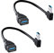 HSP-HSWITI SuperSpeed USB 3.0 Extension Data Cable, 90 Degree Male to Female Adapter Extender Short Left and Right Angle Cable for Device with USB Port (20CM,8IN) - 2PCS