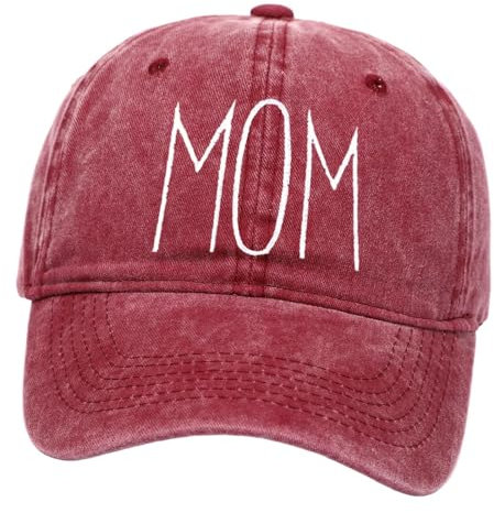 Baoblaze Mama Baseballmütze, Baseballmütze für Mutter, Mom Embroidered Baseball Hat Verstellbar, Damen Baseballkappe Distressed, Mama Baseball Cap für Angeln, Strand, Muttertagsgeschenk, Burgund