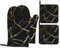 Gold und Schwarze Linien Backhandschuhe (4er Set) Ofenhandschuhe, Hitzebeständige Ofenhandschuhe, unverzichtbar für die Küche, weich und dick, schützen Hände, einfaches Kochen