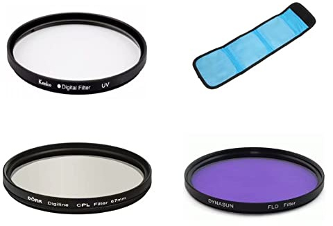 Ensemble de filtres 3 en 1 UV CPL FLD avec pochette de filtre pour appareil photo Panasonic Lumix G9 II avec objectif Panasonic Lumix G Leica DG Vario-Elmarit 12-60 mm f/2.8-4.0 ASPH