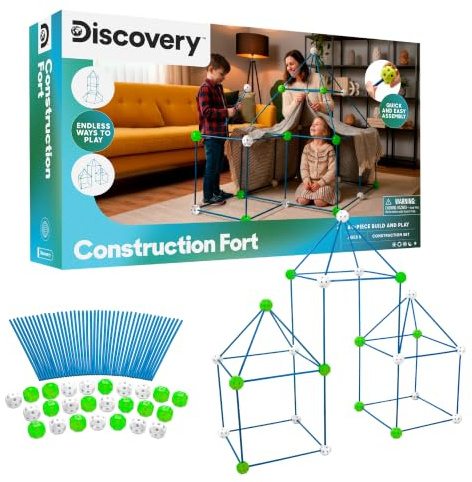 Discovery Fort Building Kit, 69 Pieces, Ages 5+ | Fort Building Kit, Flexible Rods & Connectors, Build Dens Forts & Tents, Creative STEM Play