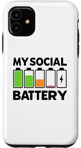 iPhone 11 Battery Low Energy Anti Social for Introverts Case