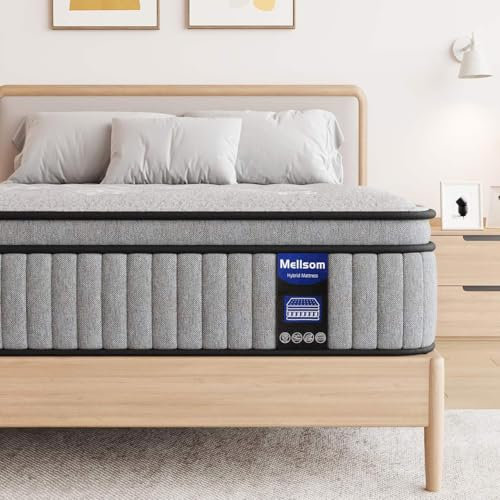 Mellsom Single Mattress 3FT, Gel Memory Foam 7 Zone Pocket Sprung Hybrid Single Size Mattress, 10 Inch Orthopedic Medium Firm Mattress for Pressure Relief Motion Isolation, 90x190x25cm