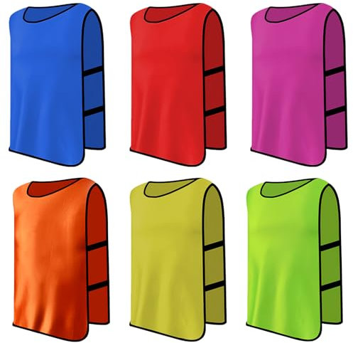 6 Stück Leibchen Fußball Set, Sports Mesh Bibs, Trainingsleibchen Basketball, Sport Trikot Leibche für Erwachsene, Leibchen Mesh Weste für Training, Trainingsleibchen für Herren Damen (Mehrfarbig)