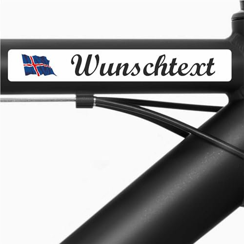 INDIGOS UG - 13 Fahrradaufkleber - Land Island - Fahne wehend - Aufkleber mit Namen & Wunschtext - individuell personalisiert - Fahrrad - Helm - Motorrad