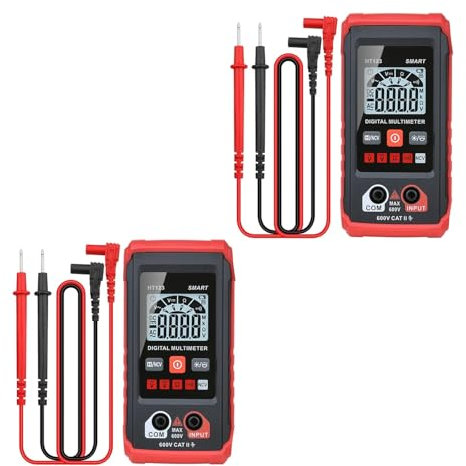 Homaskylynn Multimetro Digitale Automatico HT, Tm-510 Multimetro Digitale Intelligente da 4000 Conti, Funzione di Tensione Senza Contatto, Misura Tensione CA/CC, Resistenza, continuità(2pcs)