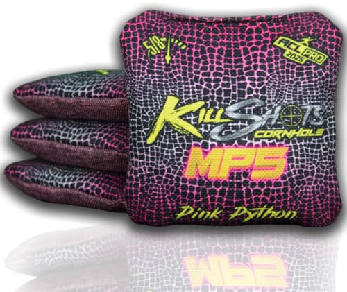 Killshots Cornhole | MP5-Serie | Limitierte Snakeskin Edition | 2024 ACL Pro zertifizierte Cornhole Bags | Premium Qualität | Dual-Speed | Langlebig & witterungsbeständig | Set mit 4 Beuteln (Pink