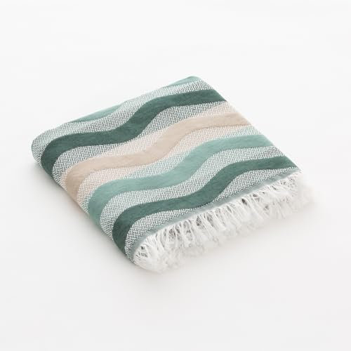 GAMUSI Fouta Pareo Toalla Playa Ligera Rayas 90x180 cm, Color Verde